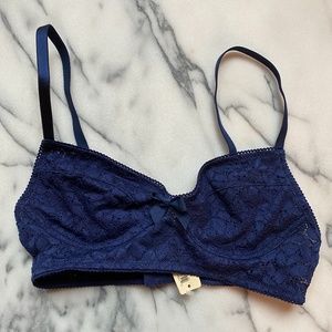 Aerie Navy Blue Eyelet Bralette Size S
